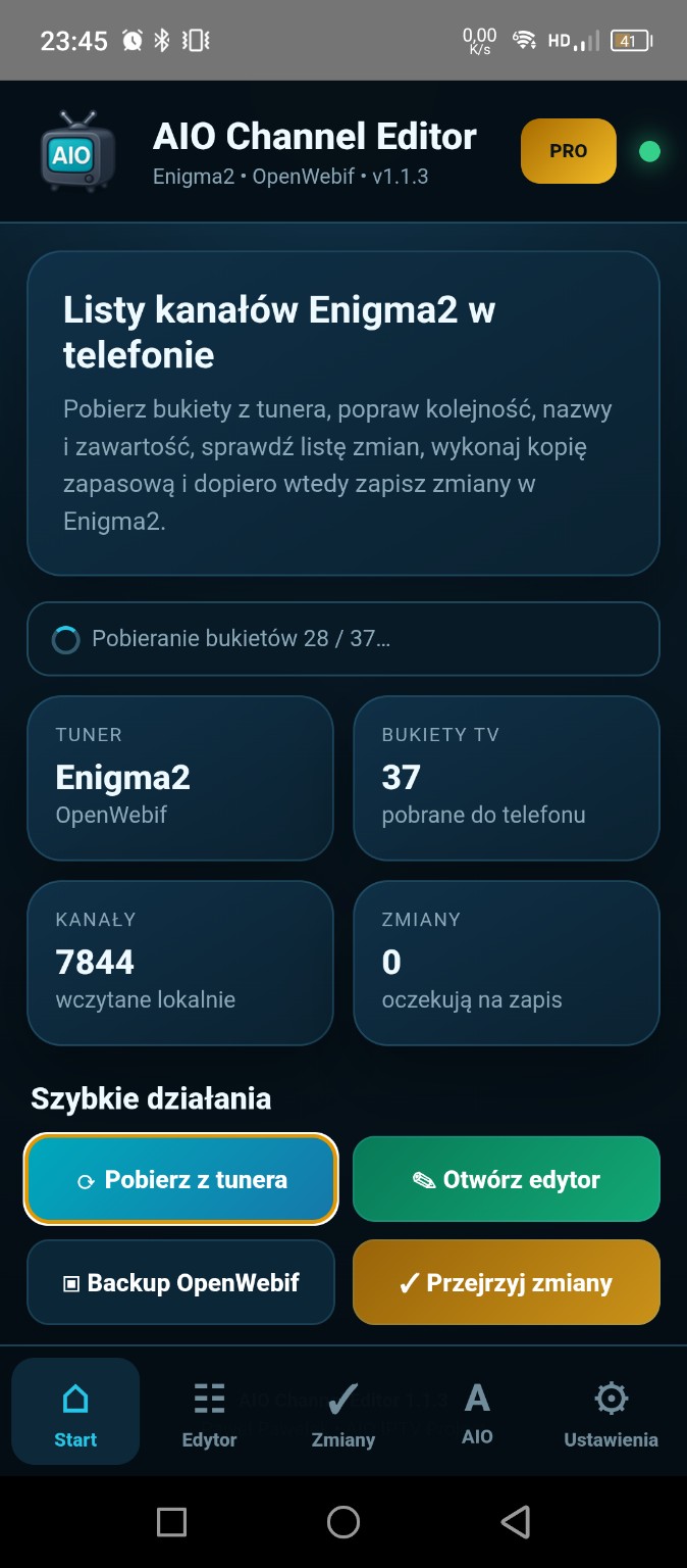 AIO Channel Editor 1.1.3 — listy Enigma2 na telefonie