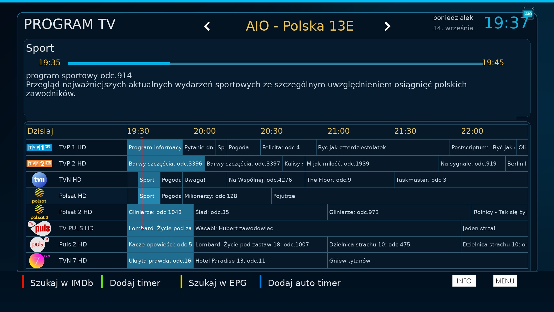AIOHD NEXT — program TV EPG