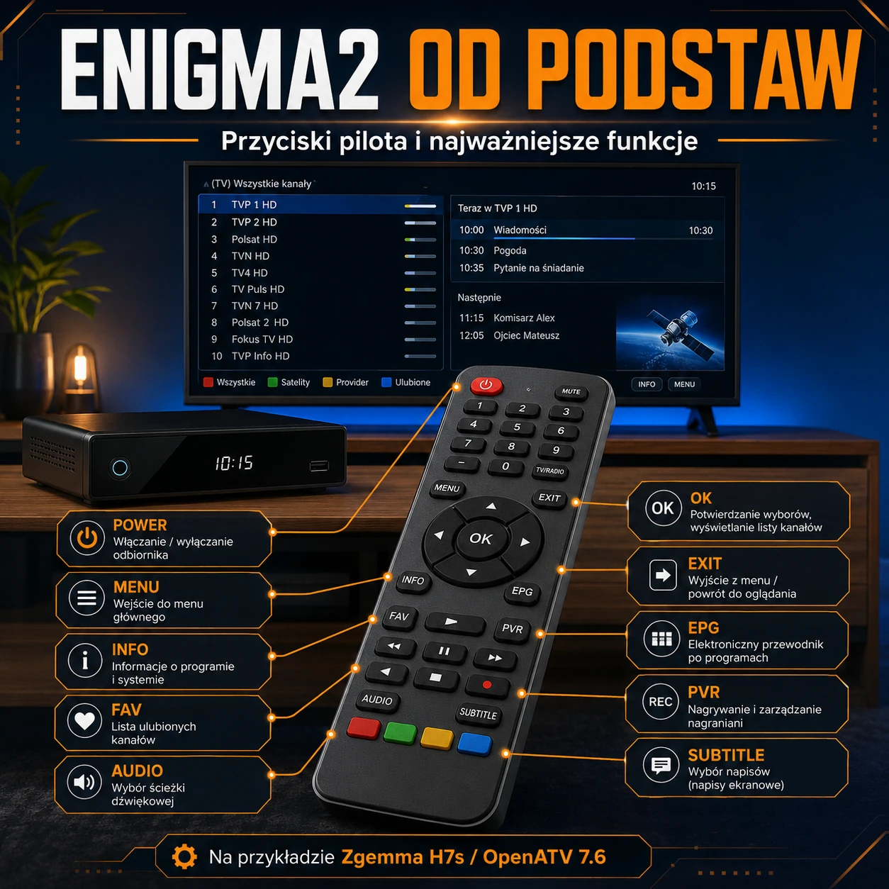 Enigma2 od podstaw — funkcje przycisków pilota